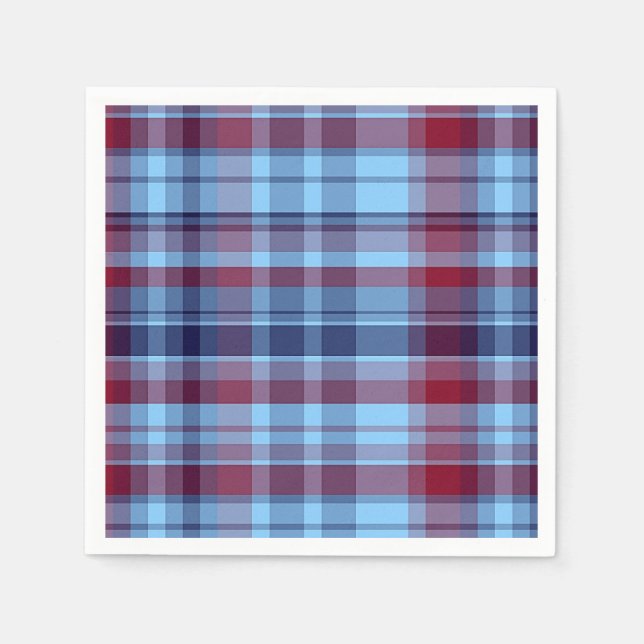 Guardanapo De Papel Sky Blue Marinho Burgundy Preppy Madras (Frente)