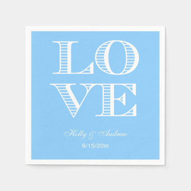Guardanapo De Papel Sky Blue, White Love Napkins (Frente)