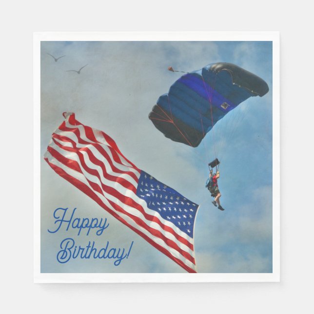Guardanapo De Papel Sky Diving American Flag (Frente)