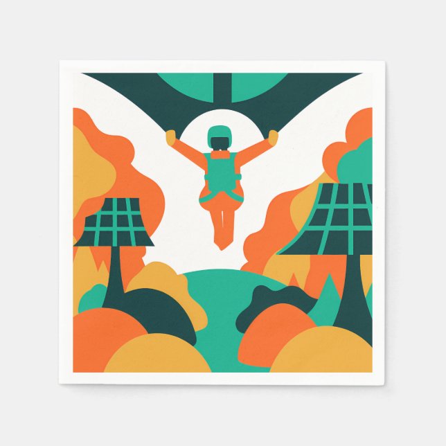 Guardanapo De Papel Skydiver Descending Over Solar Powered Landscape (Frente)