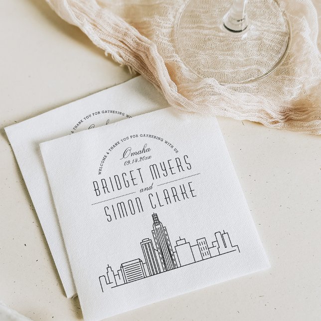 Guardanapo De Papel Skyline da Deco da Cidade de Omaha | Casamento Náp (Criador carregado)