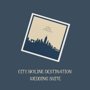 Guardanapo De Papel skyline urbano moderno azul Destino de casamento