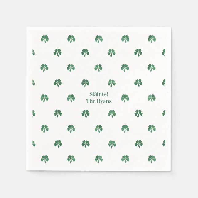 Guardanapo De Papel Sláinte Lucky Shot Painterly Clover Irlandês Casam (Frente)