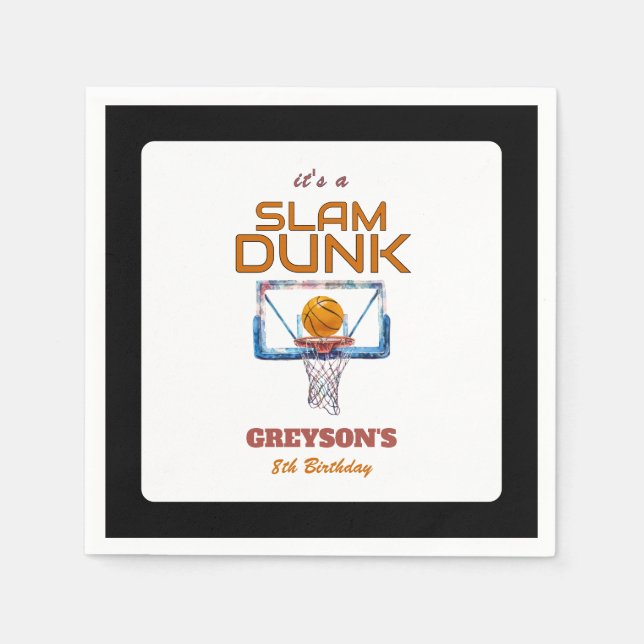 Guardanapo De Papel Slam Dunk Basketball Any Age Birthday (Frente)