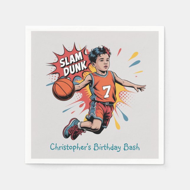 Guardanapo De Papel Slam Dunk Boy Birthday Bash (Frente)