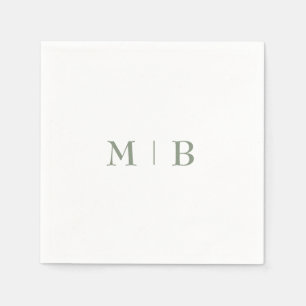 Guardanapo De Papel Sleek e Simple Sage Monogramas Cocktail II