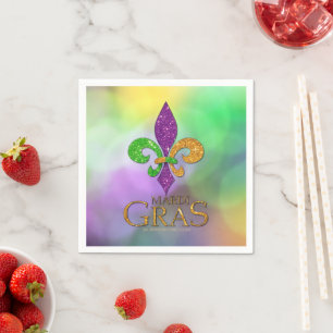 Guardanapo De Papel SlipperyJoe's festivo tema Mardi Gras roxo gre