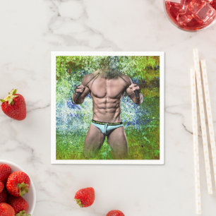 Guardanapo De Papel SlipperyJoe's homem adulto altamente musculoso sem