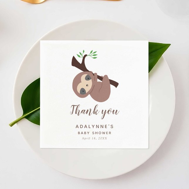 Guardanapo De Papel Sloth Chá de fraldas Jungle Party Neutral (Criador carregado)