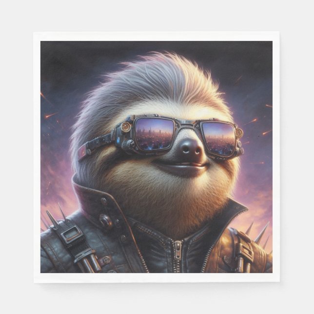 Guardanapo De Papel Sloth Cyberpunk (Frente)