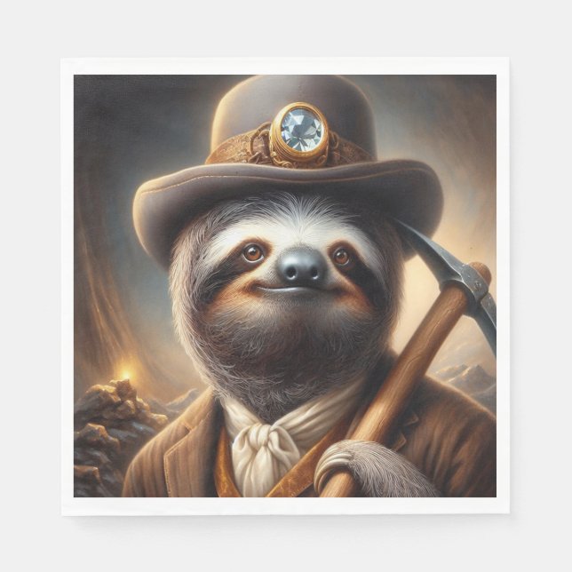 Guardanapo De Papel Sloth Dourado Miner (Frente)