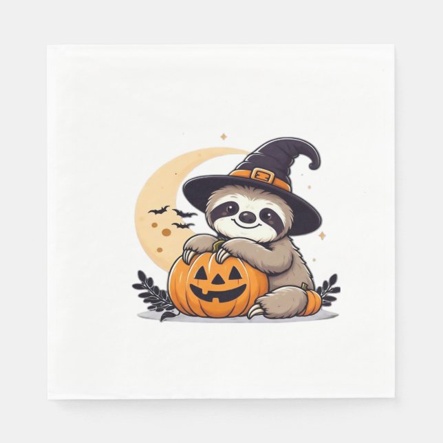 Guardanapo De Papel Sloth Halloween Motif Clássico T-Shirt (Frente)