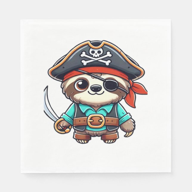 Guardanapo De Papel Sloth Halloween Pirate Kids Mulheres Homens Slodl (Frente)