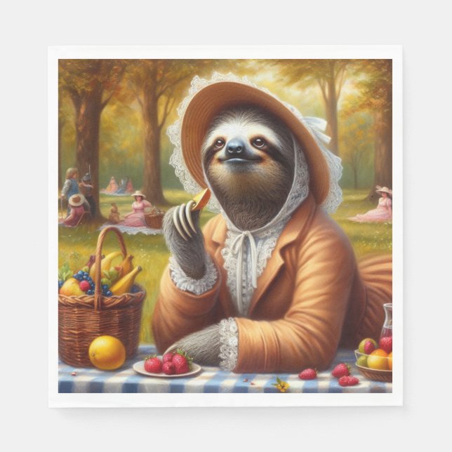 Guardanapo De Papel Sloth Picnic (Frente)