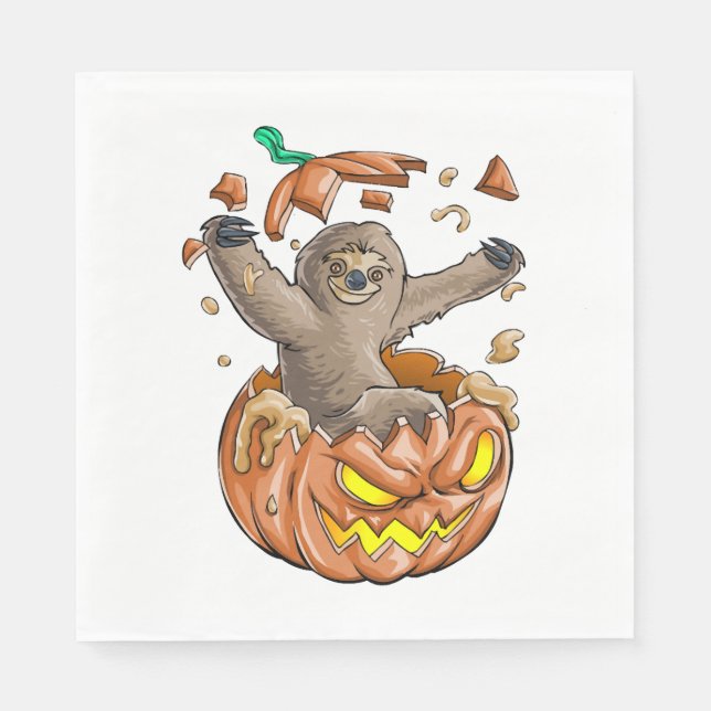 Guardanapo De Papel Sloth Pumpkin Halloween (Frente)