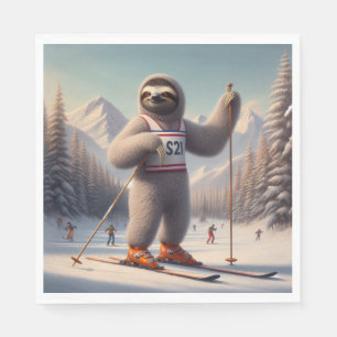 Guardanapo De Papel Sloth Skiing