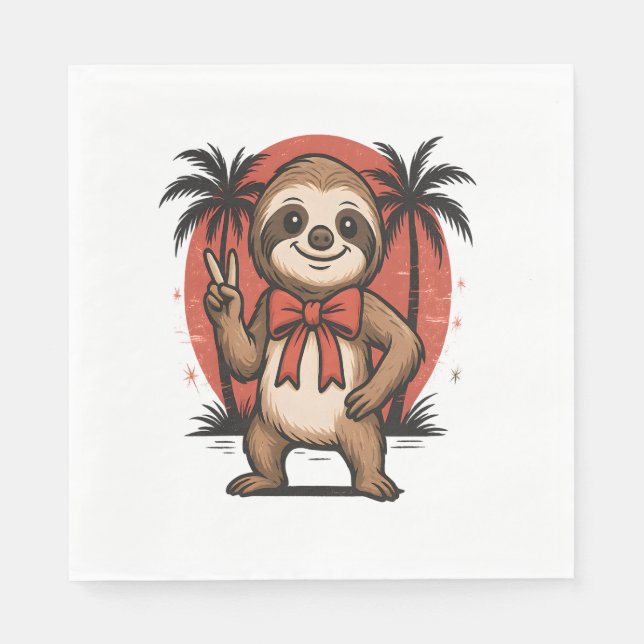 Guardanapo De Papel Sloth Summer Beach Rocking (Frente)