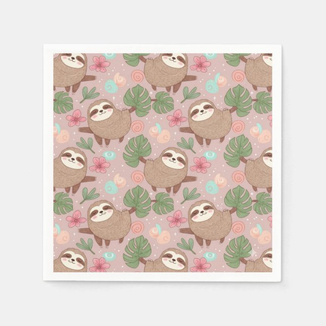 Guardanapo De Papel Sloth Tropical Dream (Frente)