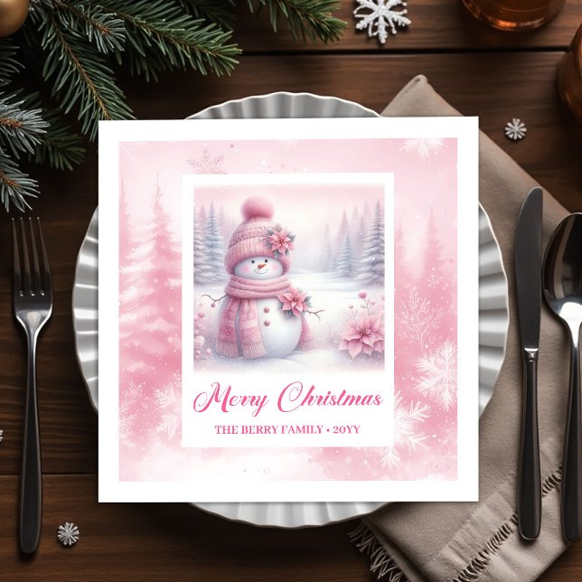 Guardanapo De Papel Smiling Pinkmas Winter Scene Christmas Napkins Kid (Smiling Pinkmas Winter Scene Christmas Napkins Kids Party)