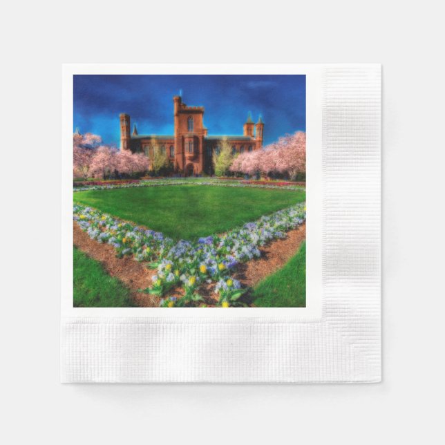 Guardanapo De Papel Smithsonian Castle Cherry Blossoms (Frente)