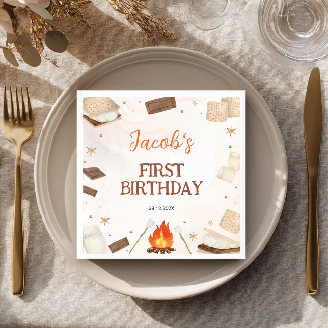Guardanapo De Papel S'more Campfire Birthday Party Napkins (Criador carregado)