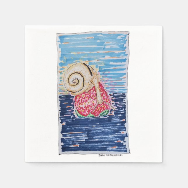 Guardanapo De Papel Snail on the Strawberry (Frente)
