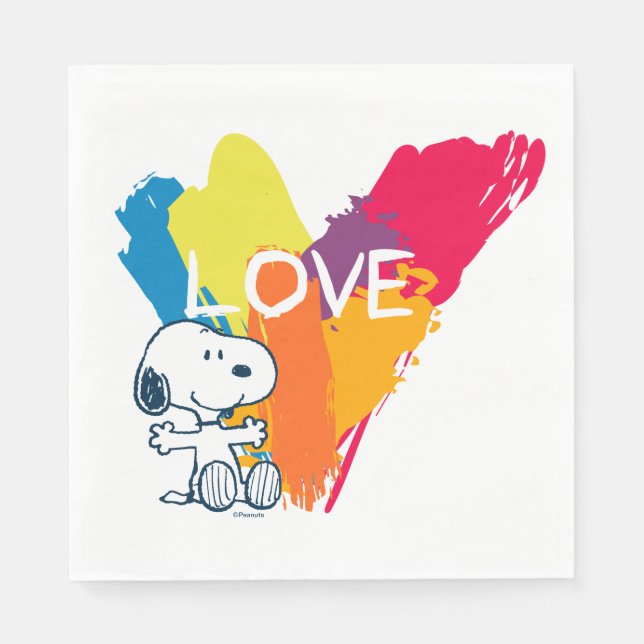 Guardanapo De Papel Snoopy | Coração Rainbow Love (Frente)