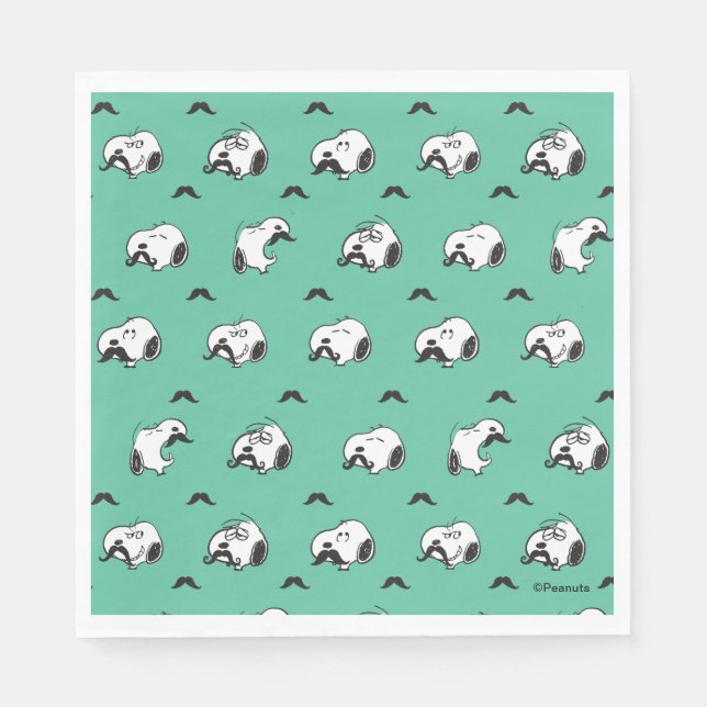 Guardanapo De Papel Snoopy Mustaches & Teal Patterno (Frente)