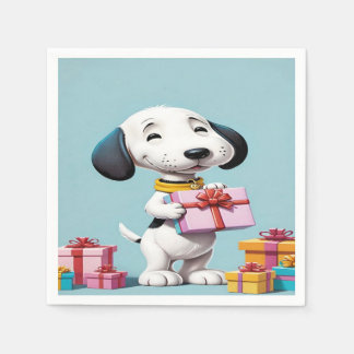 Guardanapo De Papel Snoopy, o cachorro bonito está segurando uma caixa