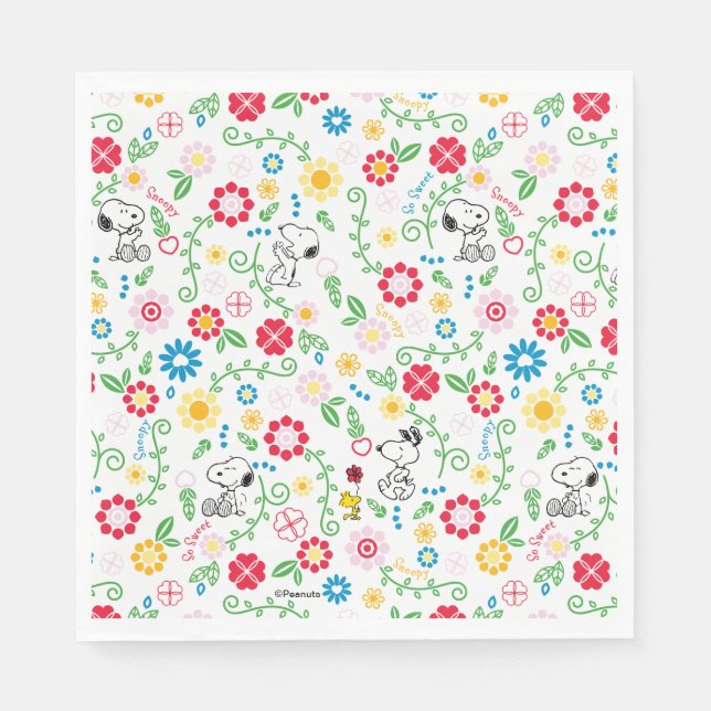 Guardanapo De Papel Snoopy So Sweet Flower Pattern (Frente)