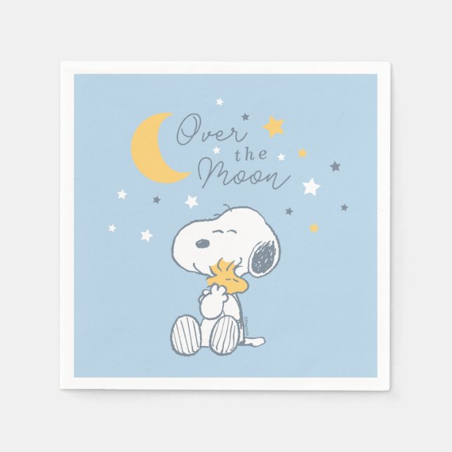 Guardanapo De Papel Snoopy & Woodstock | Over the Moon Baby Shower Nap (Frente)