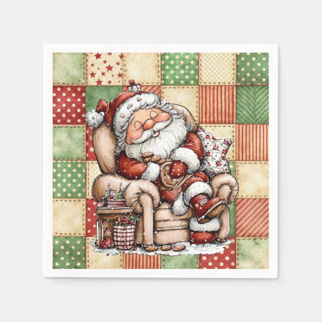 Guardanapo De Papel Snoozing Santa Claus On Christmas Eve (Frente)