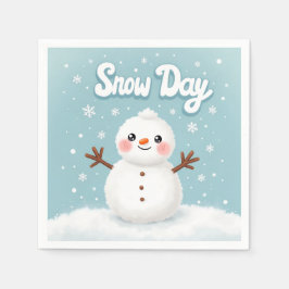 Guardanapo De Papel Snow Day Snowman Winter Napkin