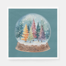 Guardanapo De Papel Snow Globe Colorful Christmas Tree Forest