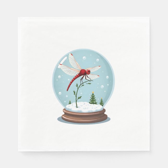 Guardanapo De Papel Snow Globe Dragonfly (Frente)
