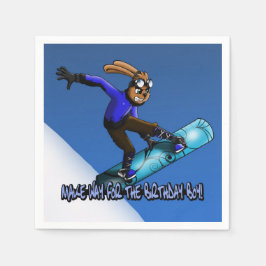 Guardanapo De Papel "Snowboard Rabbit Birthday" Papel Napkin