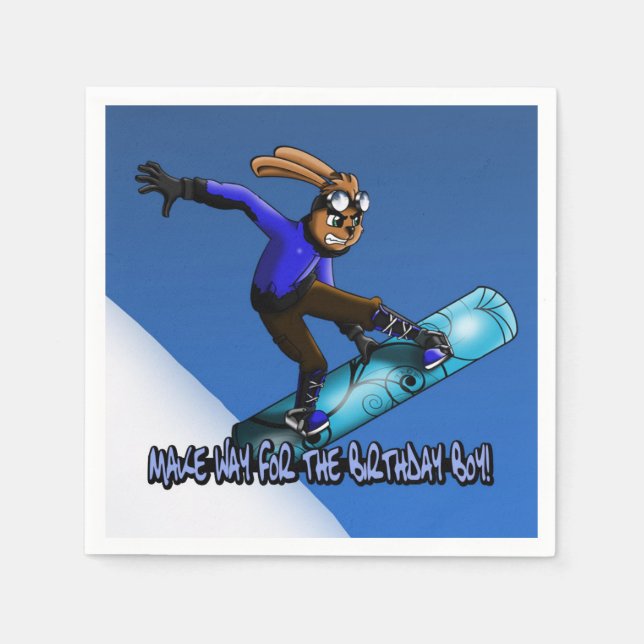 Guardanapo De Papel "Snowboard Rabbit Birthday" Papel Napkin (Frente)