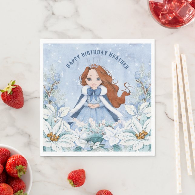 Guardanapo De Papel Snowden Winter Red Haired Princess Birthday (Insitu)