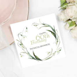 Guardanapo De Papel Snowdrop 60th Birthday Watercolor Botanical Green 