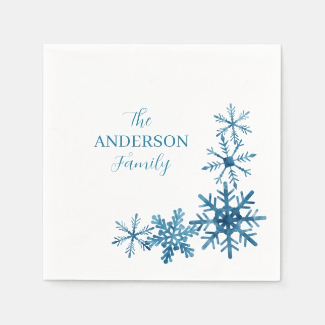 Guardanapo De Papel Snowflake de Assinatura Familiar Personalizada (Frente)