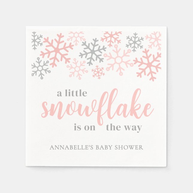 Guardanapo De Papel Snowflake Winter Girl Baby Shower (Frente)