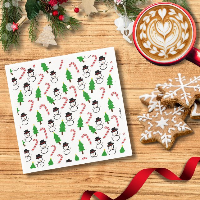 Guardanapo De Papel Snowman Candy Cane Tree Cheer | Christmas (Criador carregado)