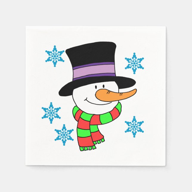 Guardanapo De Papel Snowman Cartoon Paper Napkins (Frente)