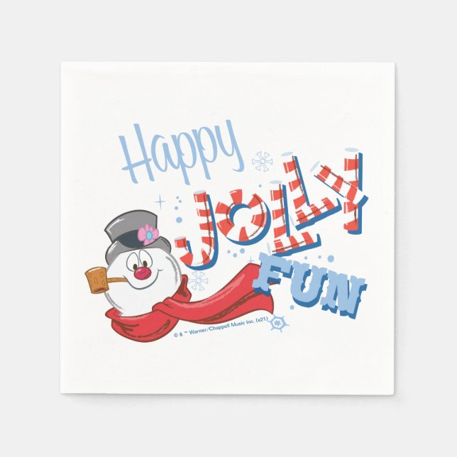 Guardanapo De Papel Snowman™ congelado | Feliz Jolly Divertido (Frente)