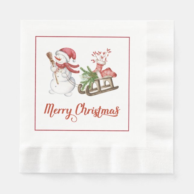 Guardanapo De Papel Snowman e Livro de Natal Sled Napkins (Frente)
