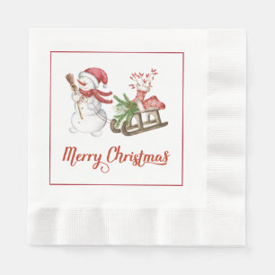 Guardanapo De Papel Snowman e o papel de Natal de Sled