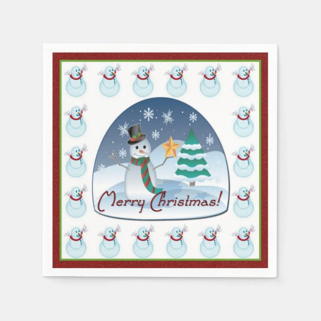 Guardanapo De Papel Snowman Feliz Natal Napkins (Frente)