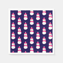 Guardanapo De Papel Snowman Rosa com Neve Flurry