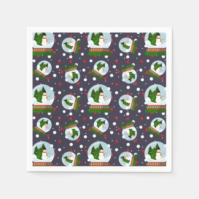 Guardanapo De Papel Snowman Snow Globes (Frente)