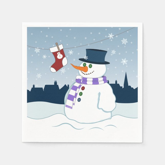 Guardanapo De Papel Snowman & Stocks de Natal (Frente)